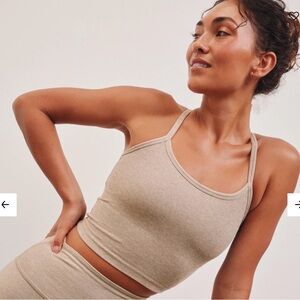 Beyond Yoga Brown Spacedeye top (sand swept heather color)